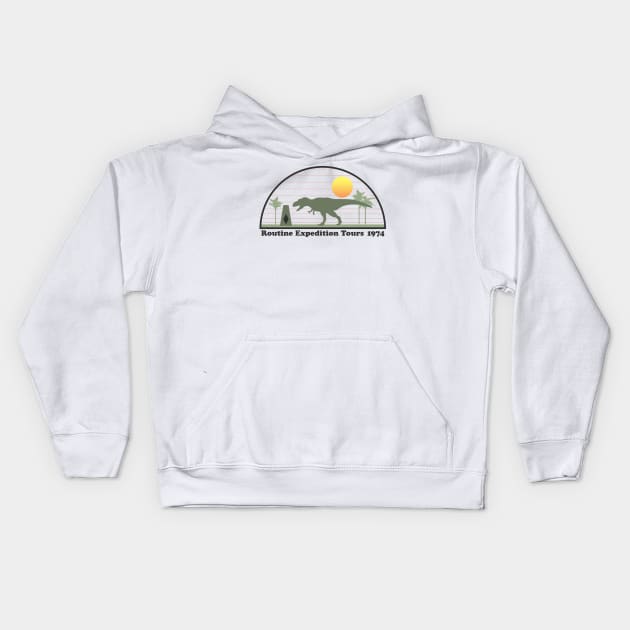 Routine Expedition Tours 1974 Kids Hoodie by GloopTrekker